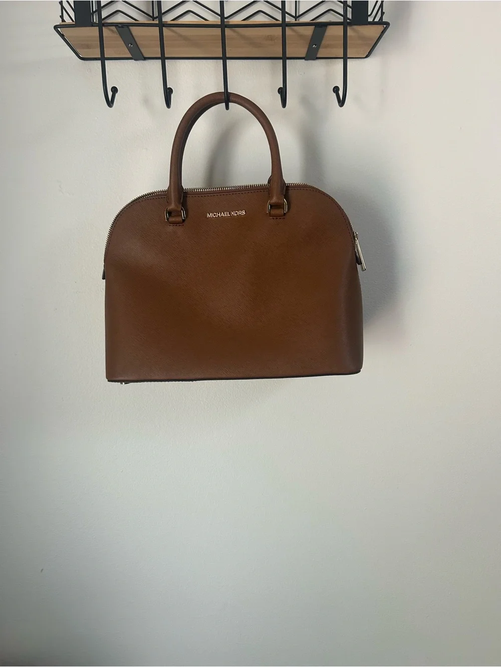 Michael Kors Brown Saffiano Dome Satchel